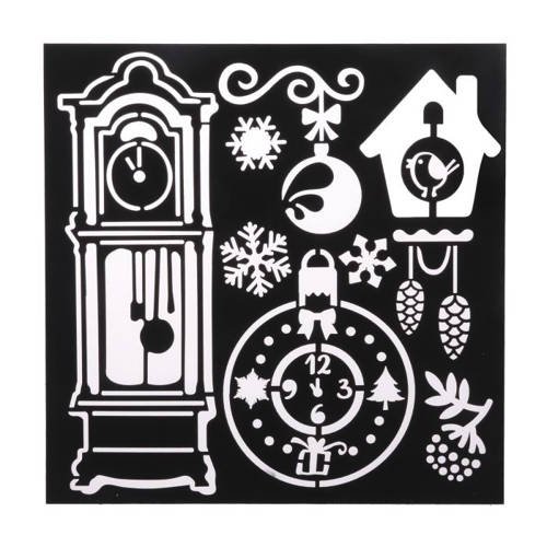 Вытынанки на окна новогодние часы