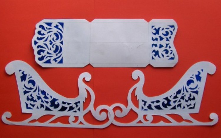 Сани резные трафарет