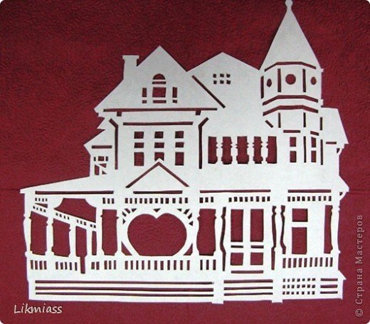 Трафарет дома для вырезания