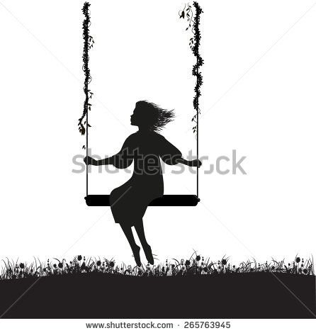 Трафарет девушки на качелях