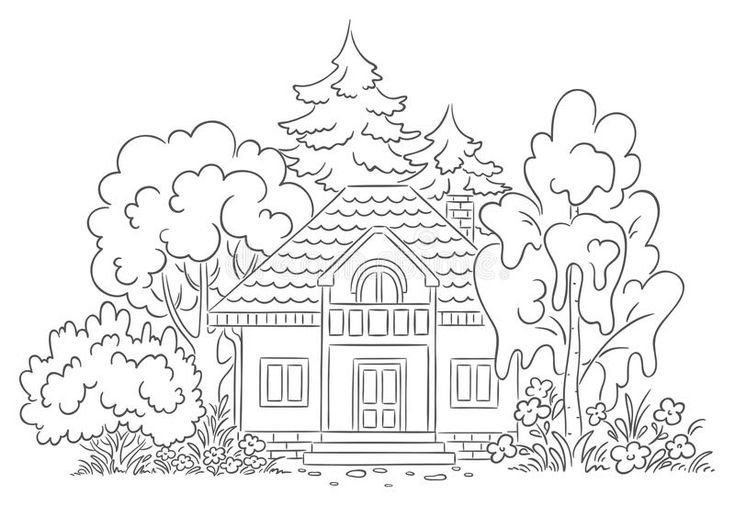 Трафарет дома для рисования для детей