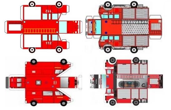 Бумажная модель пожарной машины