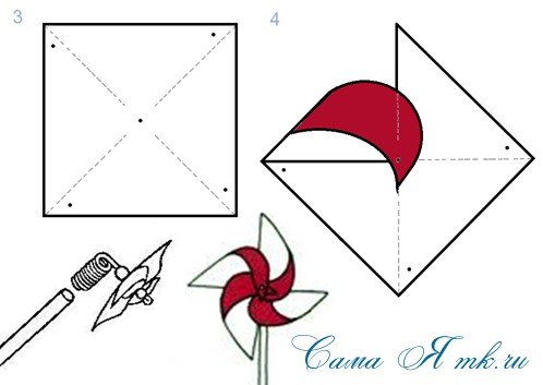 Вертушка из бумаги своими руками для детей схема