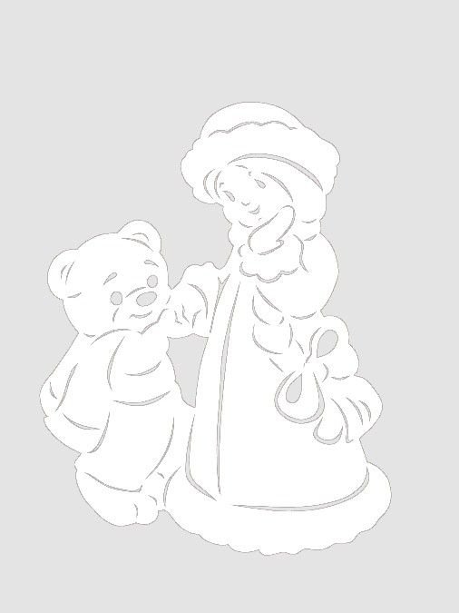 Снегурочка трафарет на окно