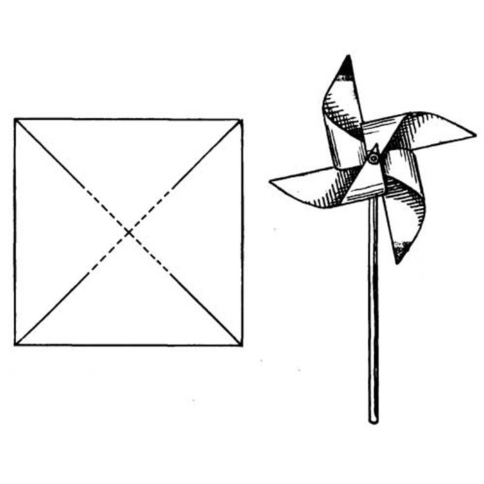 Вертушка флюгер из бумаги