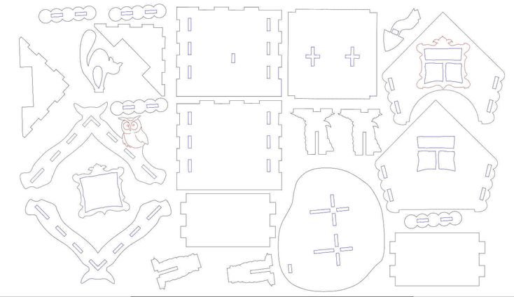 Трафарет домика для выпиливания лобзиком