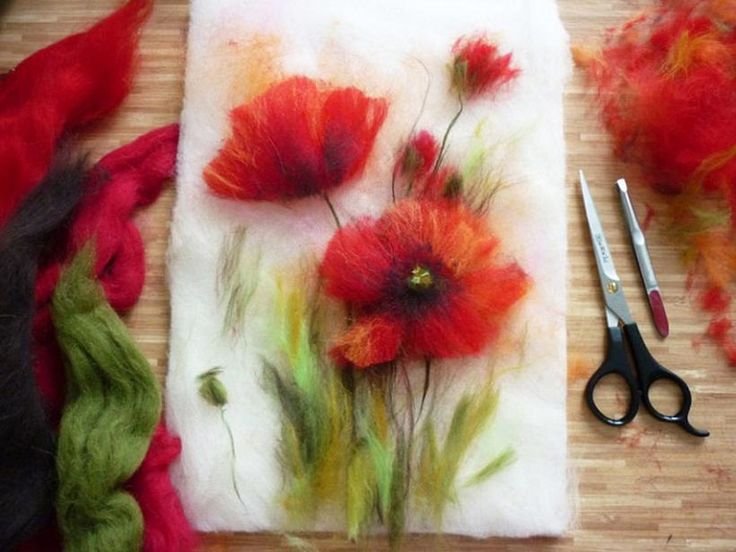 Шерстяная акварель цветы Анны Синьковой