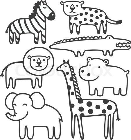 Звери в зоопарке раскраска