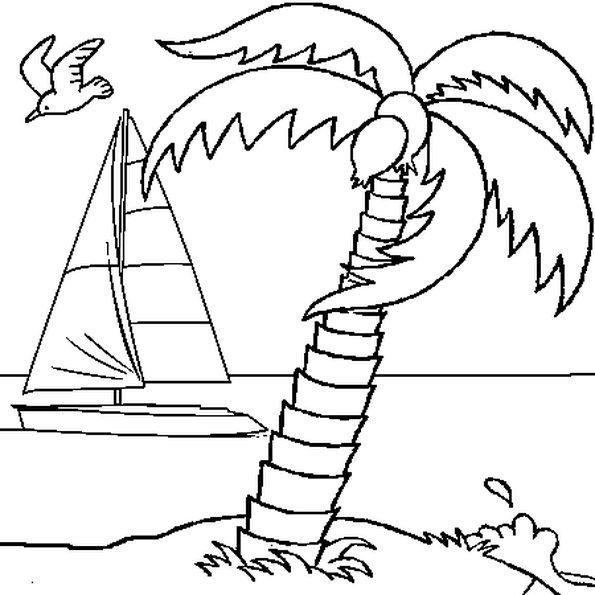 Раскраска море и пляж