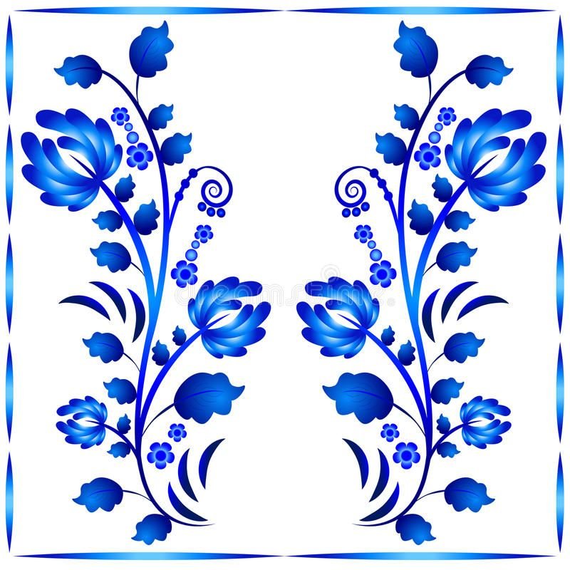 Растительный орнамент гжельской росписи