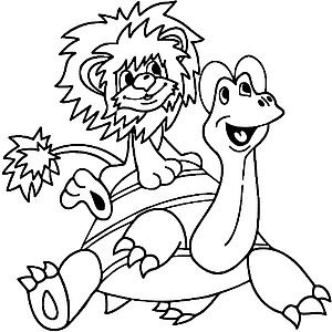 Львенок и черепаха раскраска для малышей