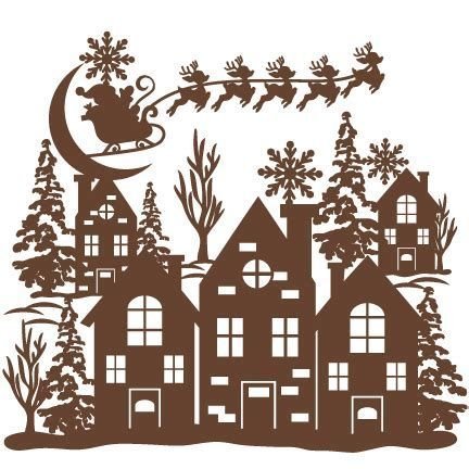 Новогодние силуэты домов на окна