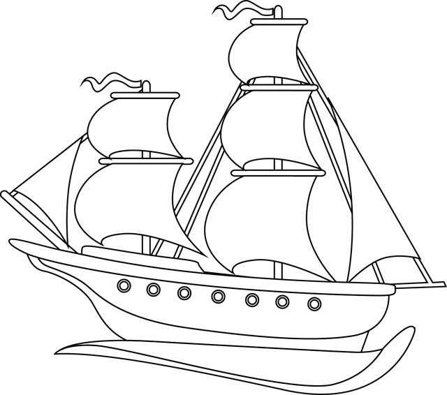 Корабль раскраска для детей