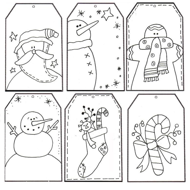 Бирки для подарков на новый год чб