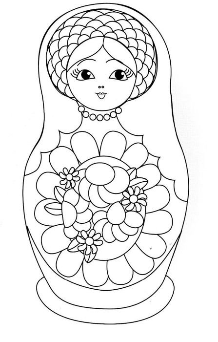 Полхов-Майданская роспись Матрешка раскраска