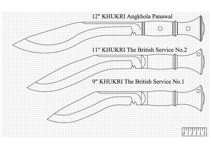 Кукри мачете чертеж с размерами