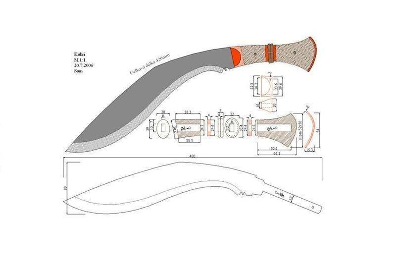 Кукри нож стандофф 2 чертеж
