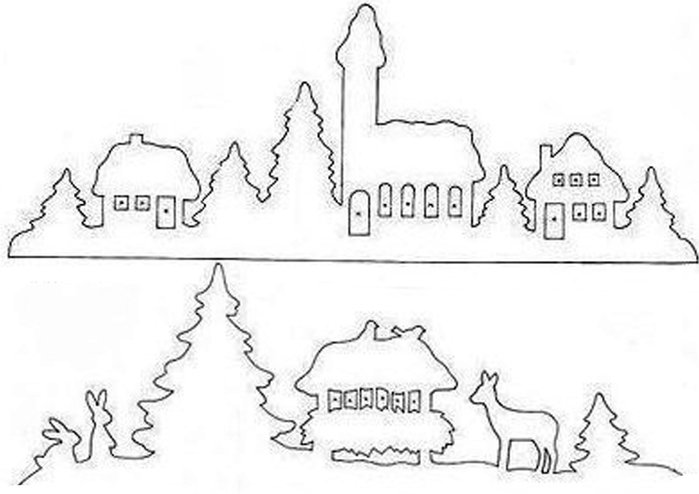 Трафарет на подоконник на новый год