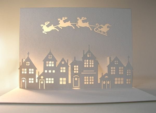 Новогодние бумажные домики с подсветкой