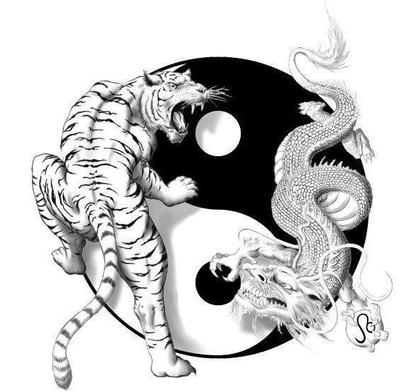 Татуировки Инь Янь дракон и тигр