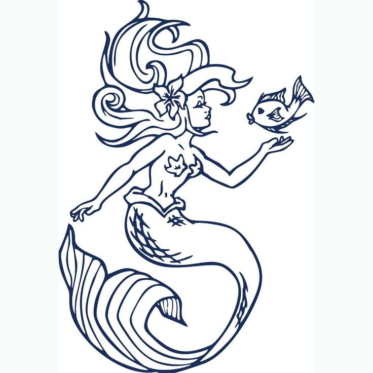 Русалка черно белая