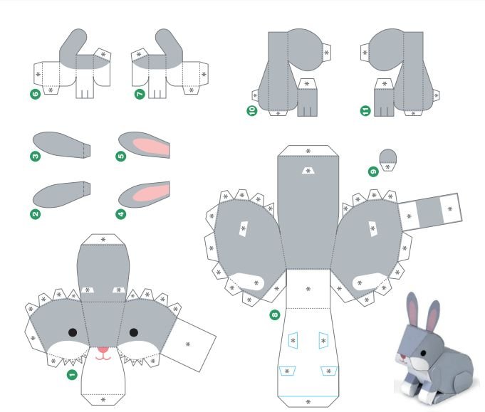 Паперкрафт 3д кролик