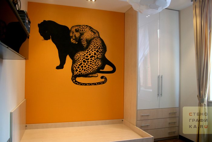 Роспись стен леопард