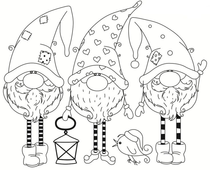 Гномы раскраска