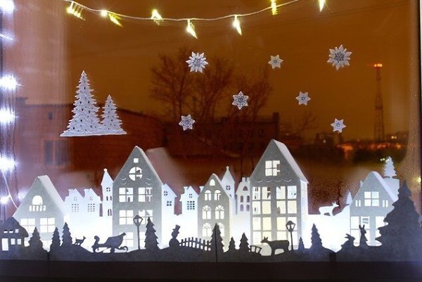 Новогодний декор домики с подсветкой