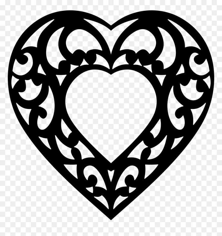 Ажурное сердце трафарет