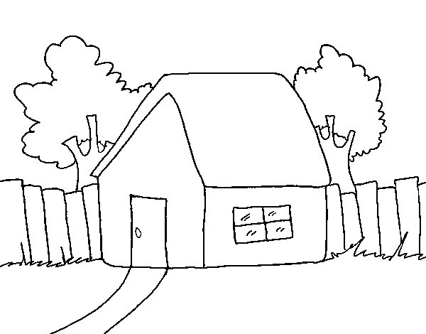 Домик с забором раскраска