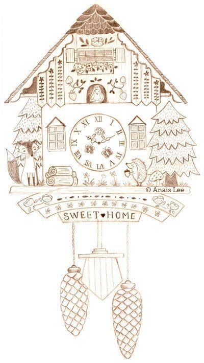 Макет часы с кукушкой новогодние