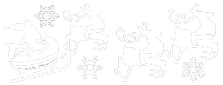 Дед Мороз с оленями для вырезания