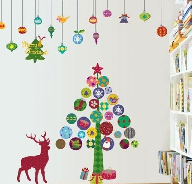 Украшение стены к новому году в детском саду