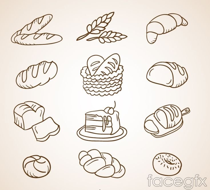 Хлебобулочные изделия иллюстрации