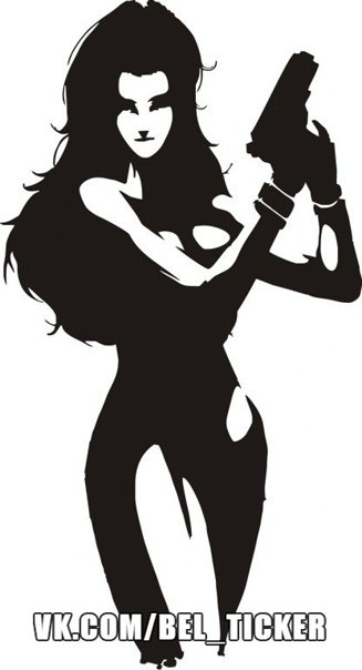 Девушка с оружием силуэт