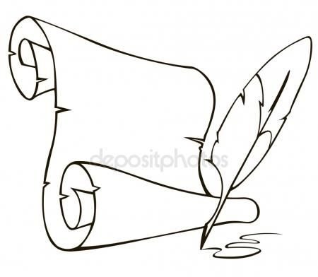 Раскраска свиток с пером