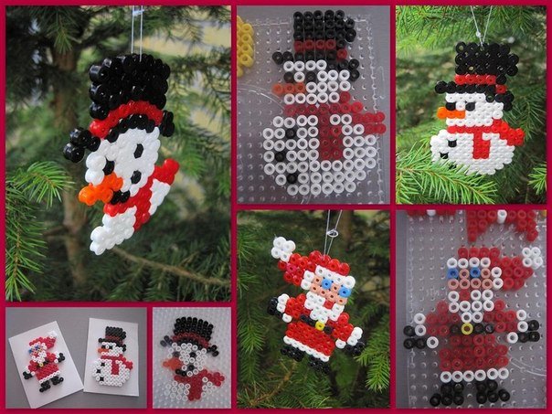 Новогодние игрушки из термомозайки