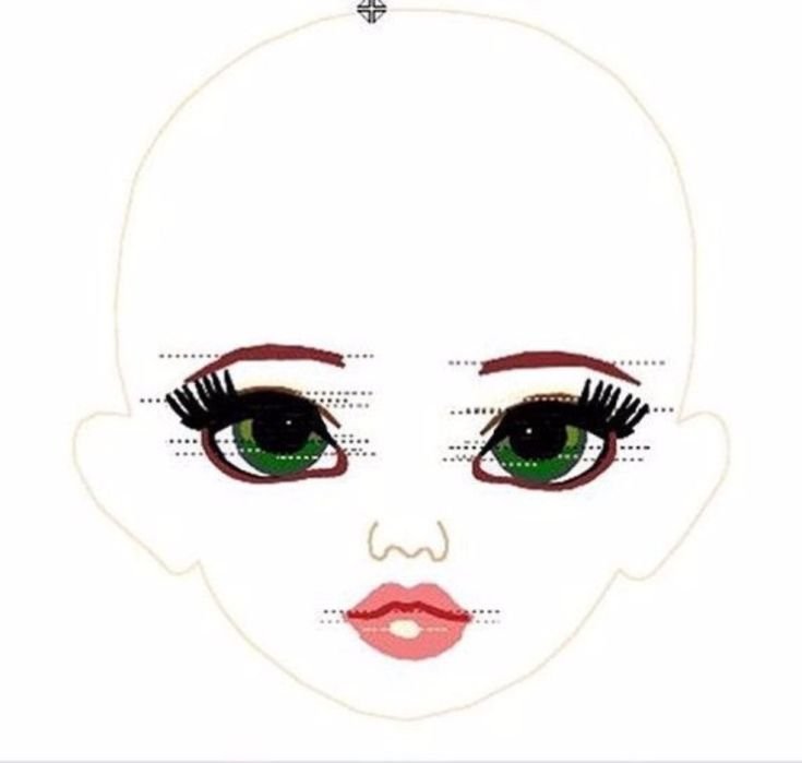 Трафарет лица для текстильной куклы