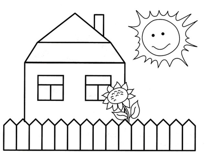 Домик раскраска для детей