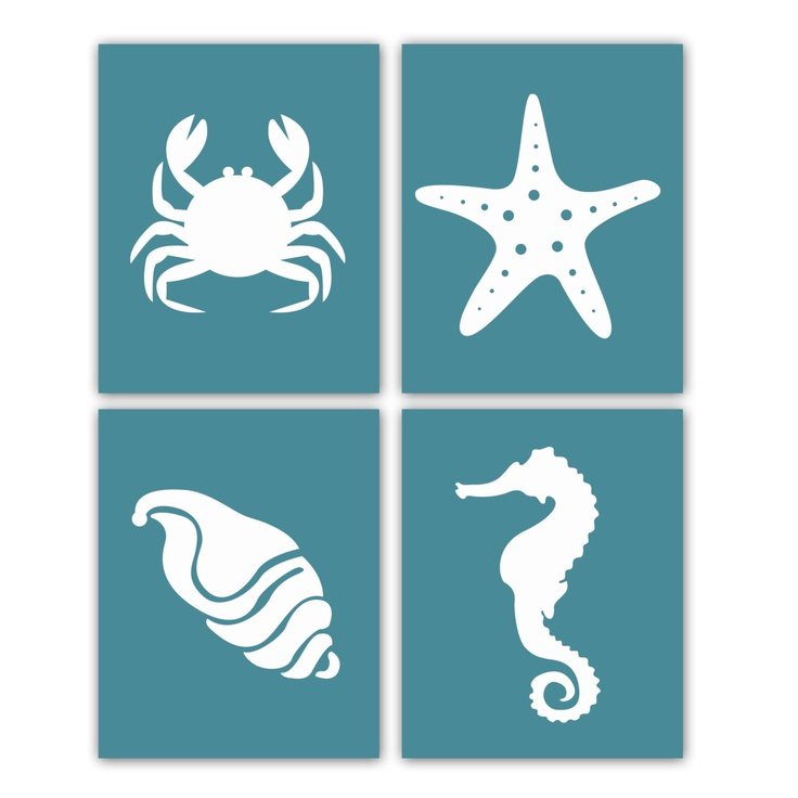Трафареты морских обитателей для стен