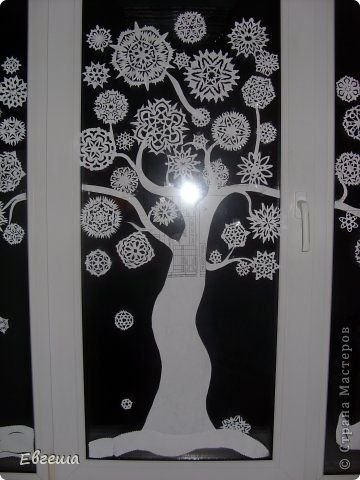 Новогодние украшения на окна деревья