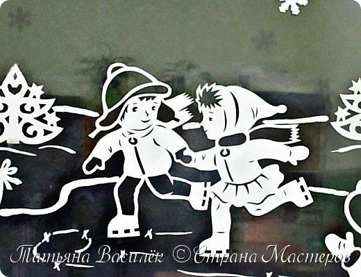 Зимние сюжеты на окна из бумаги