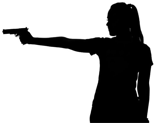 Девушка с пистолетом силуэт