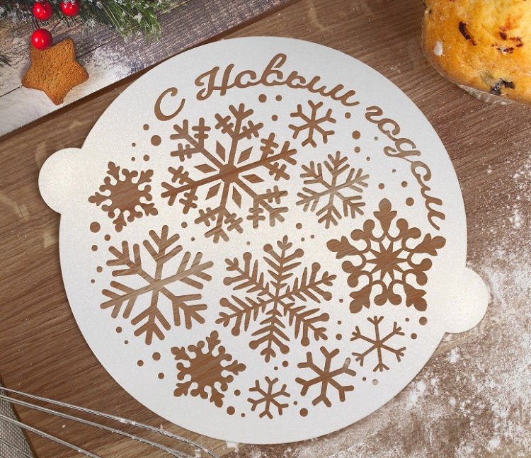 Трафарет снежинки для торта