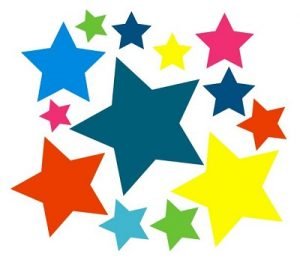 Разноцветные звезды трафарет