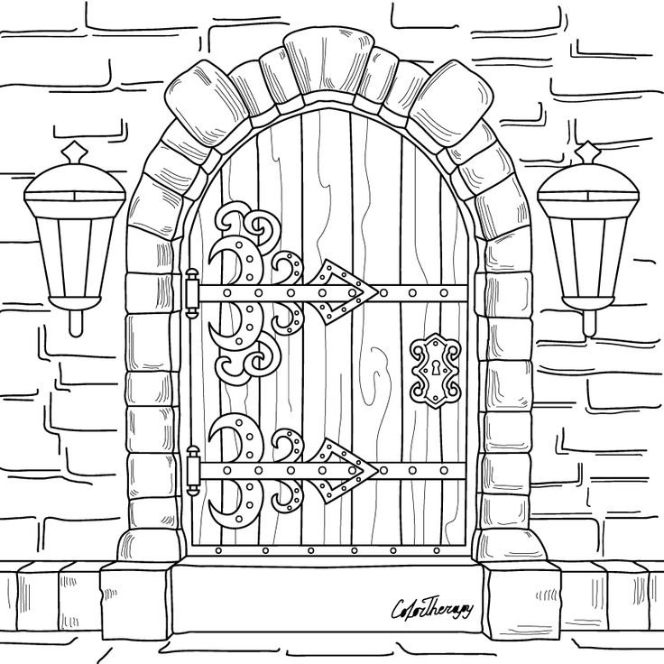 Дверь раскраска для детей