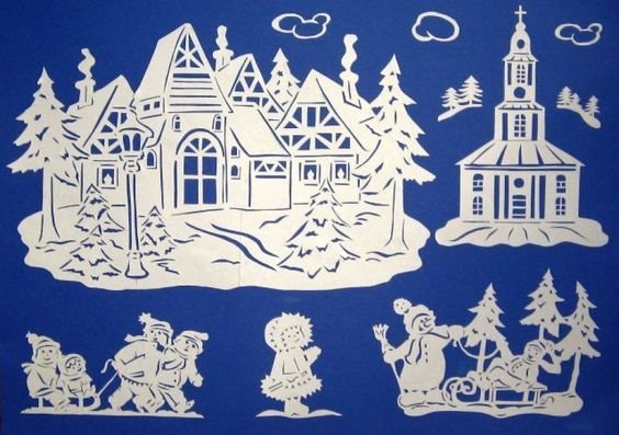 Зимние украшения на окна из бумаги