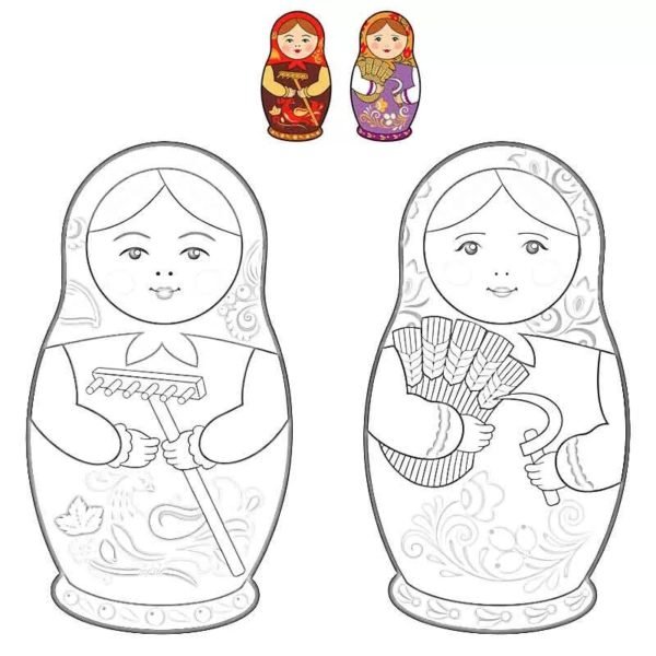 Сергиево-Посадская Матрешка трафареты