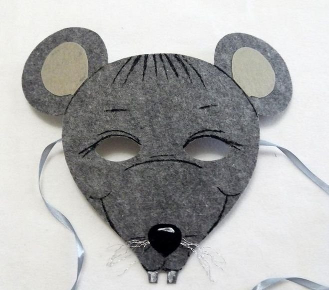 Маска мышки из фетра